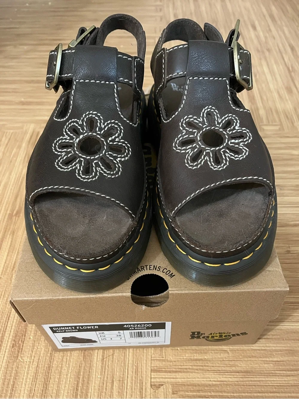 Dr Martens Dunnet Flower Brown Leather Sandals